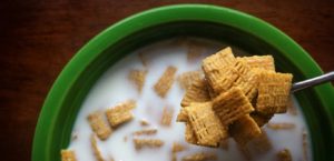 Bowl of cereal with a spoon