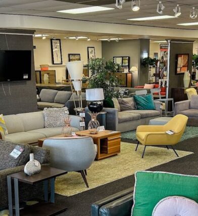 Sofas, chairs, and tables for sale at CORT Furniture Outlet.